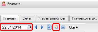 Registrere timer Avholde alle dagens timer 1. Fane Fravær. 2. Klikk på pilen til høyre for dagens dato 3.