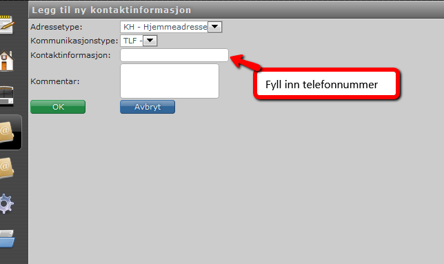 Trykk på knappen Neste for å gå videre i søknaden. 1.5.5 Legg inn Kontaktinformasjon Kontaktinformasjon er obligatorisk. Her oppgis telefonnummer til elev eller foresatt.