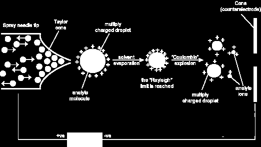 Teori Figur 2.2: Skisse av ioniserings mekanisme i ESI (32