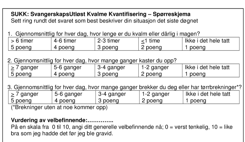 Norwegian PUQE = SUKK SvangerskapsUtløst