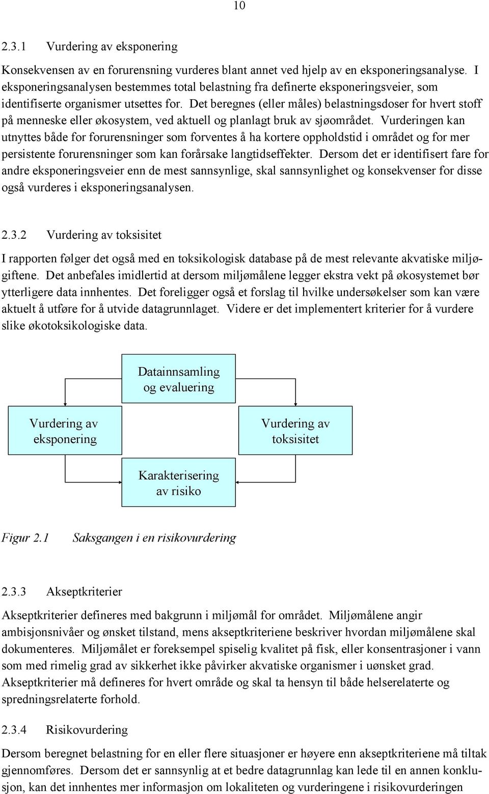 Det beregnes (eller måles) belastningsdoser for hvert stoff på menneske eller økosystem, ved aktuell og planlagt bruk av sjøområdet.