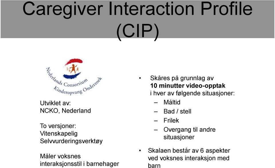 på grunnlag av 10 minutter video-opptak i hver av følgende situasjoner: Måltid Bad /