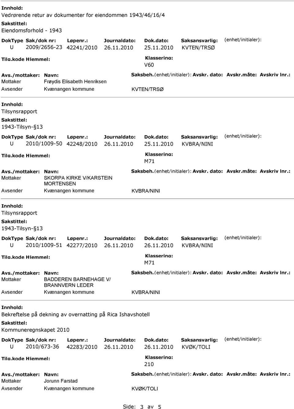 2010/1009-51 42277/2010 Mottaker BADDEREN BARNEHAGE V/ BRANNVERN LEDER Bekreftelse på dekning av overnatting på