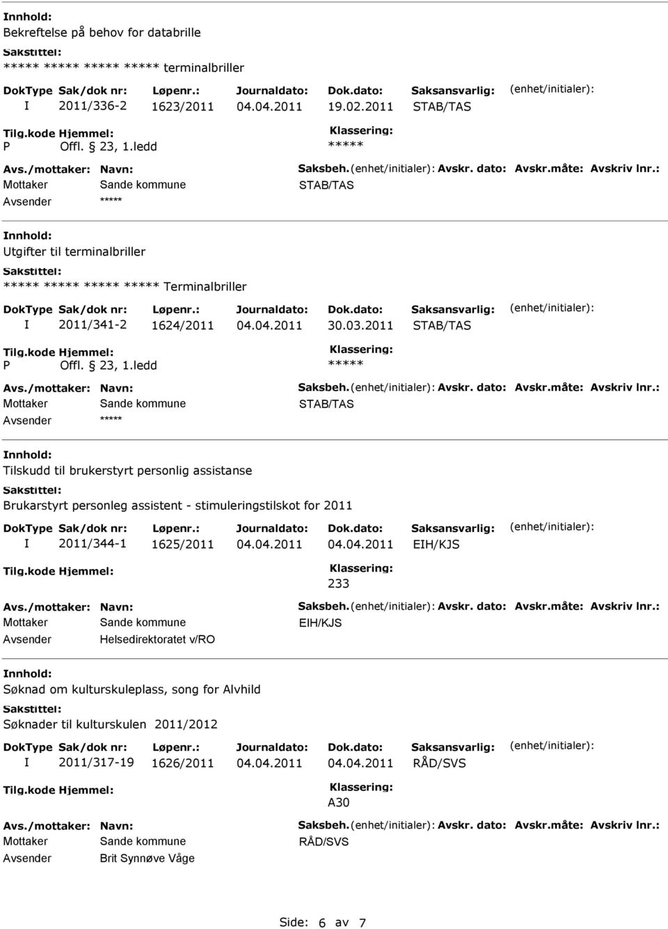 ledd Avsender nnhold: Tilskudd til brukerstyrt personlig assistanse Brukarstyrt personleg assistent - stimuleringstilskot for 2011