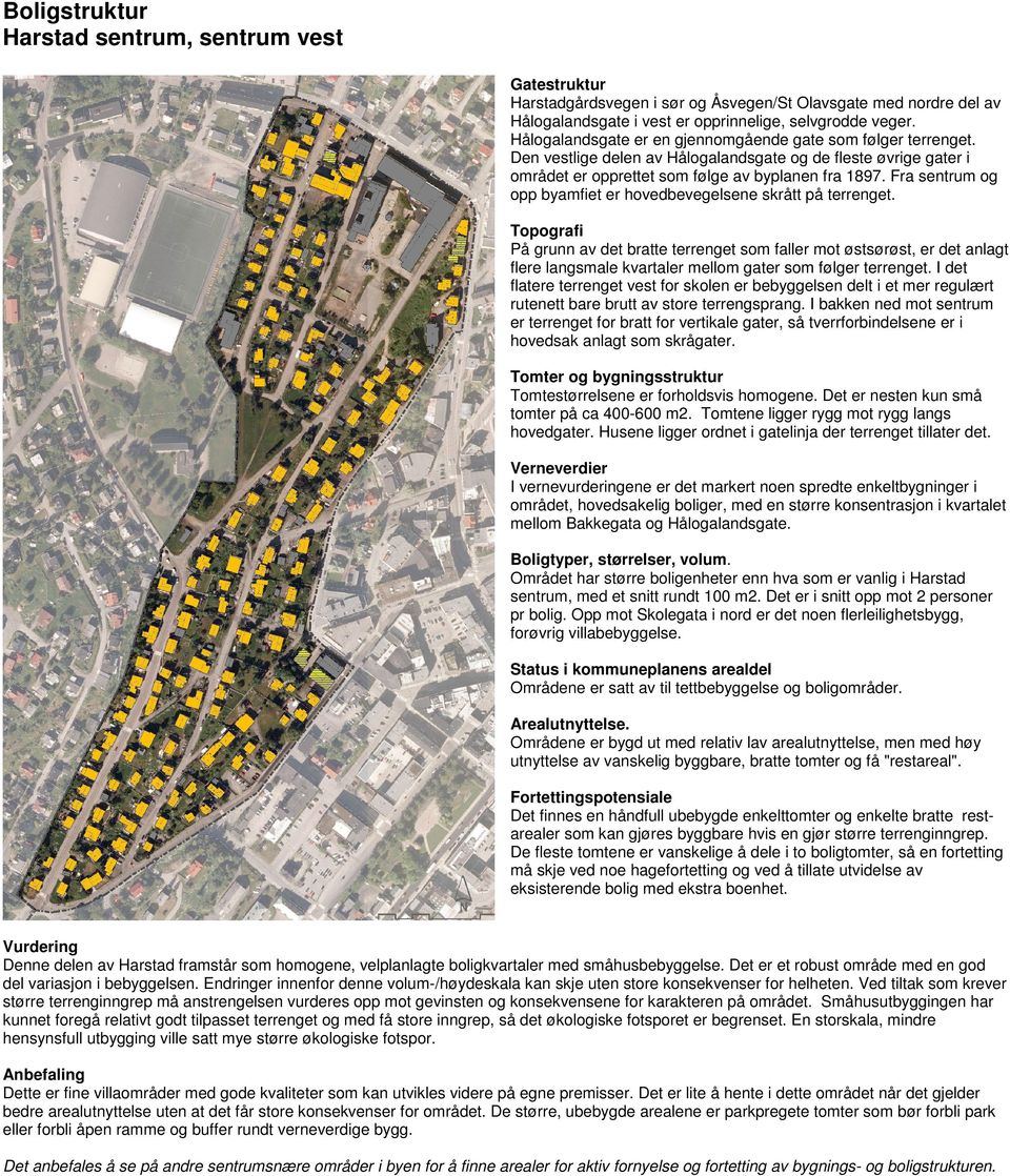 Fra sentrum og opp byamfiet er hovedbevegelsene skrått på terrenget.