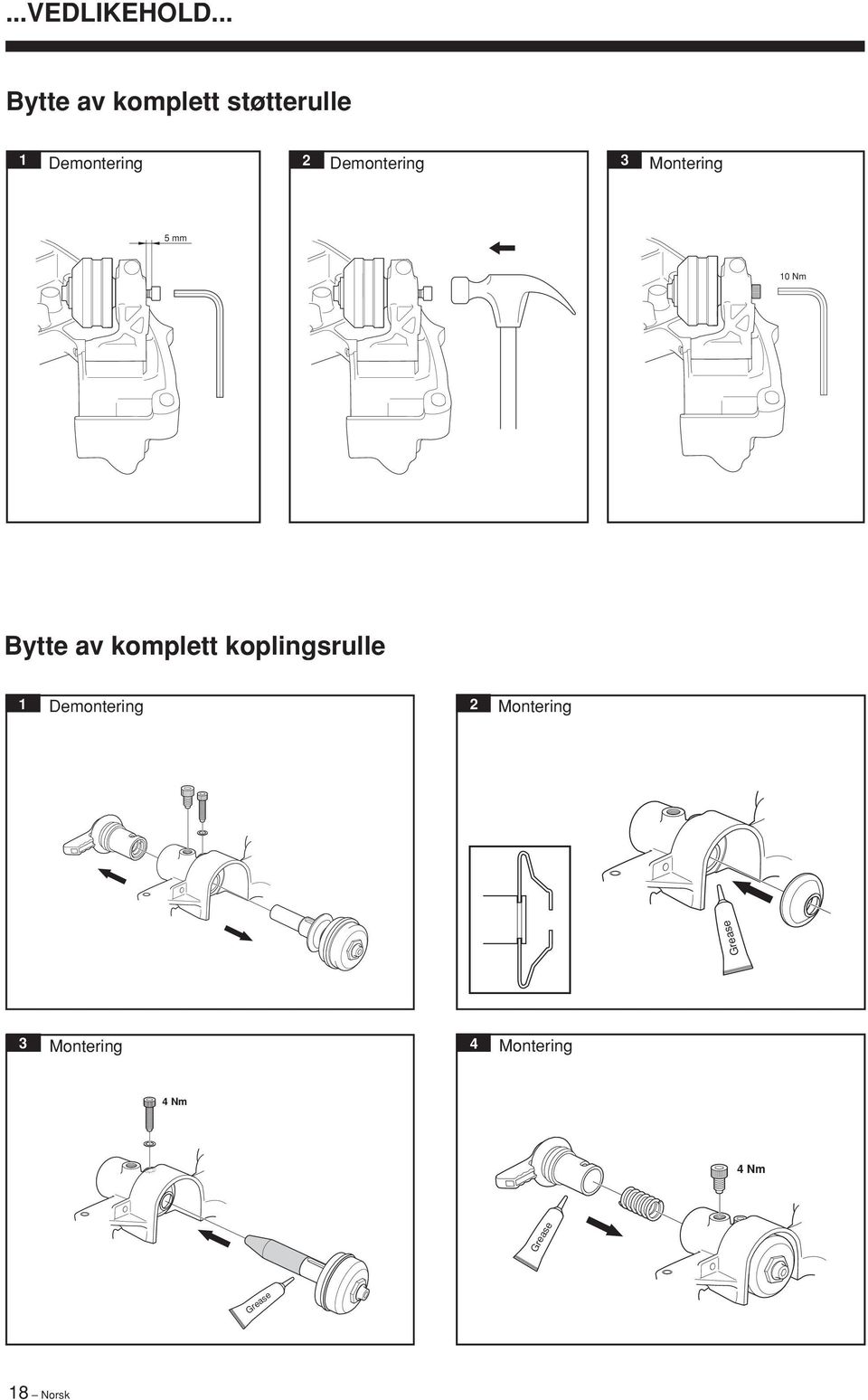 Demontering Montering 5 mm 10 Nm Bytte av komplett