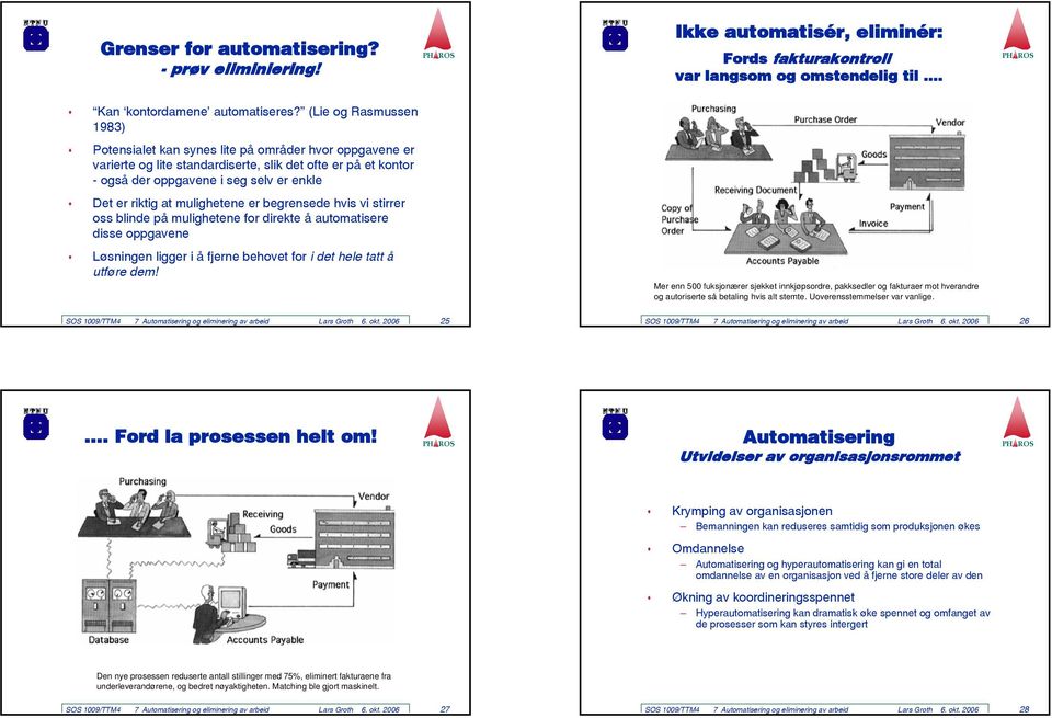 at mulighetene er begrensede hvis vi stirrer oss blinde på mulighetene for direkte å automatisere disse oppgavene Løsningen ligger i å fjerne behovet for i det hele tatt å utføre dem!