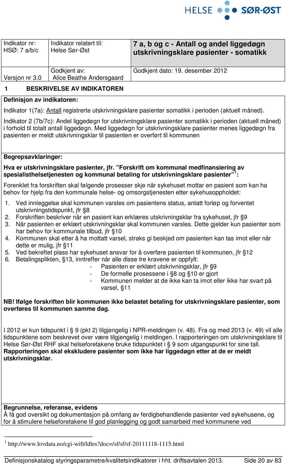 desember 2012 Indikator 1(7a): Antall registrerte utskrivningsklare pasienter somatikk i perioden (aktuell måned).