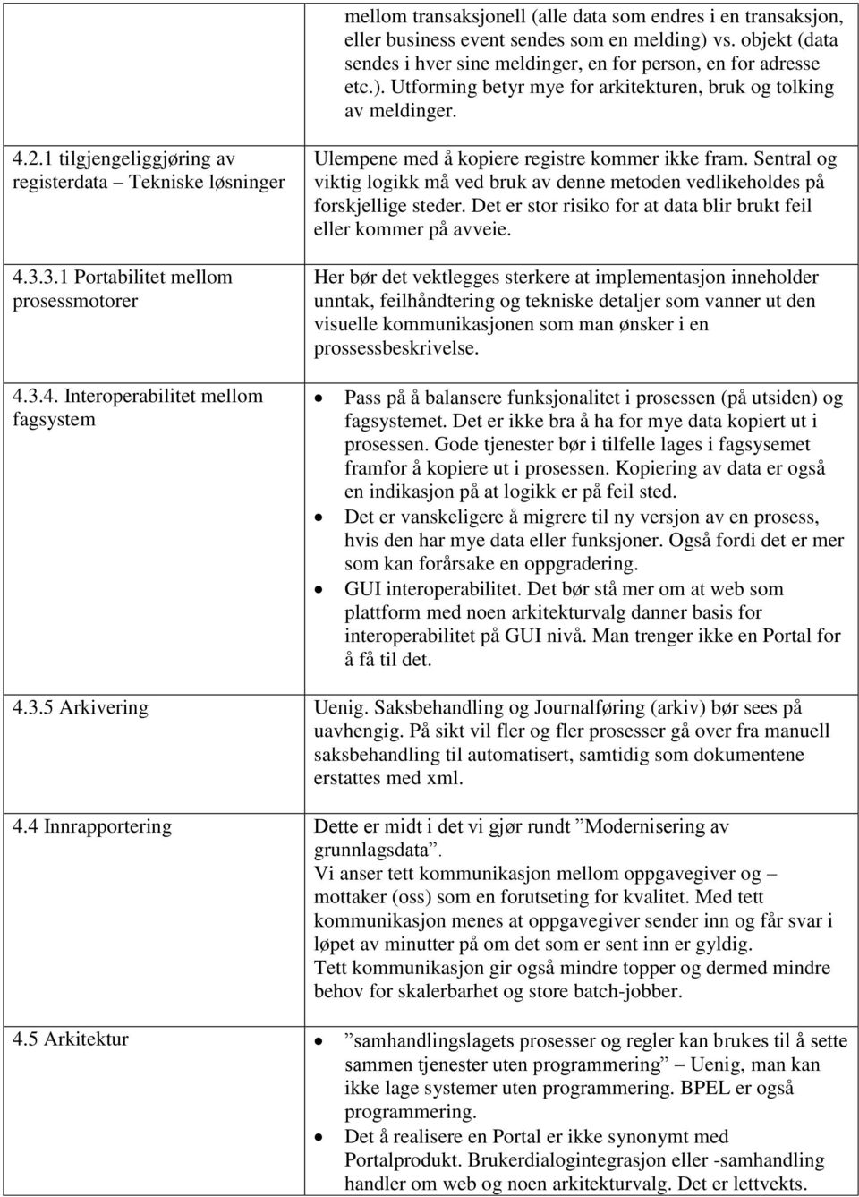 Sentral og viktig logikk må ved bruk av denne metoden vedlikeholdes på forskjellige steder. Det er stor risiko for at data blir brukt feil eller kommer på avveie.