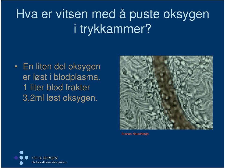 En liten del oksygen er løst i