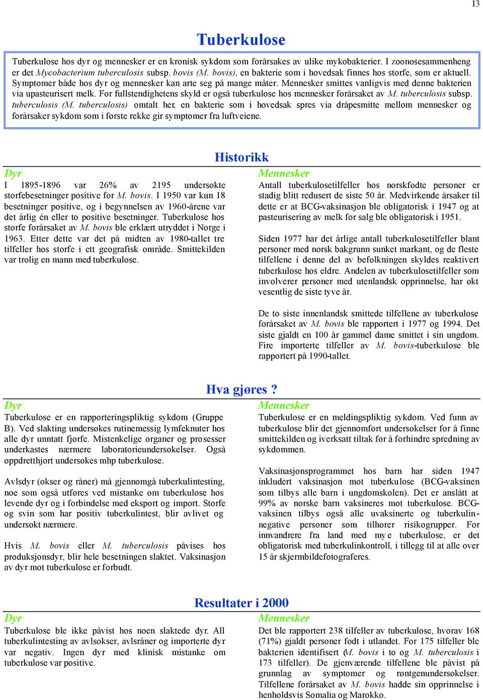 For fullstendighetens skyld er også tuberkulose hos mennesker forårsaket av M. tuberculosis subsp. tuberculosis (M.