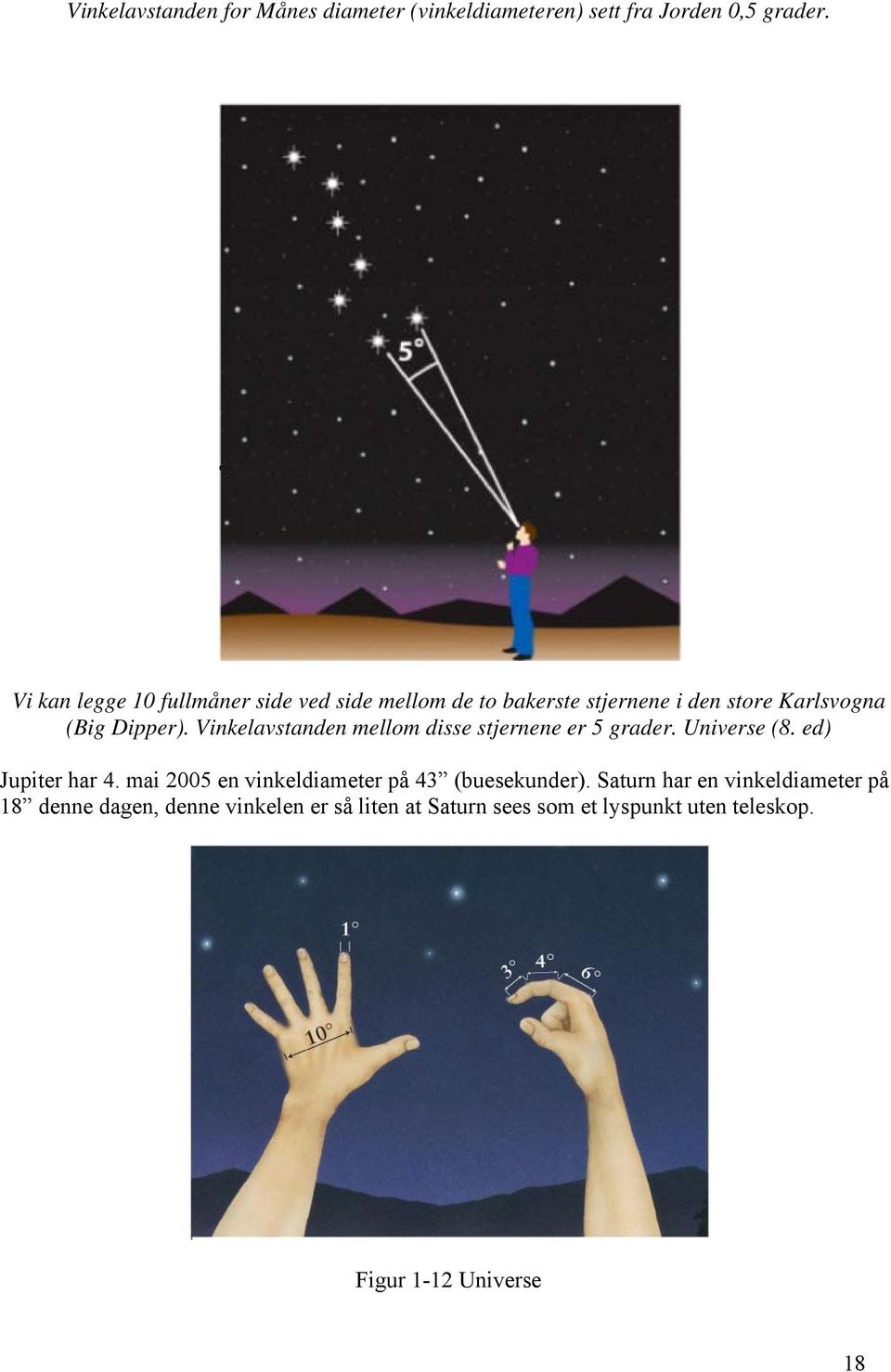 Vinkelavstanden mellom disse stjernene er 5 grader. Universe (8. ed) Jupiter har 4.