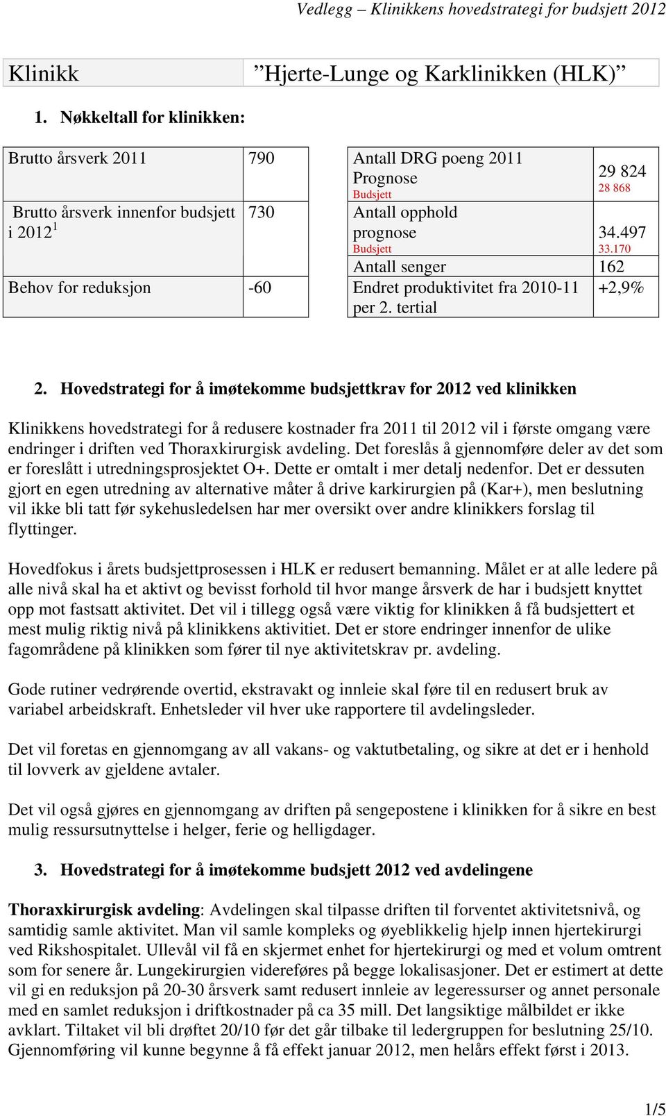 162 Behov for reduksjon -60 Endret produktivitet fra 2010-11 per 2. tertial 34.497 33.170 +2,9% 2.