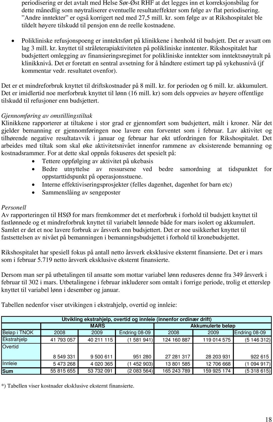 Polikliniske refusjonspoeng er inntektsført på klinikkene i henhold til budsjett. Det er avsatt om lag 3 mill. kr. knyttet til stråleterapiaktiviteten på polikliniske inntenter.