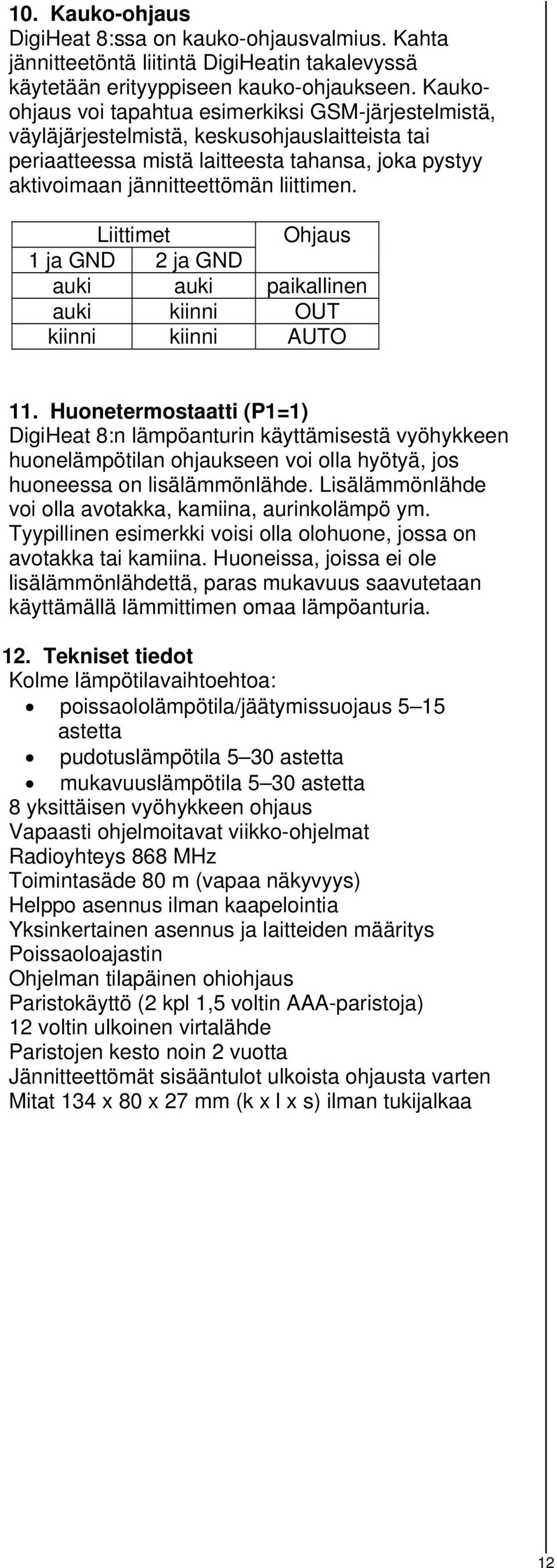 Liittimet Ohjaus 1 ja GND 2 ja GND auki auki paikallinen auki kiinni OUT kiinni kiinni AUTO 11.