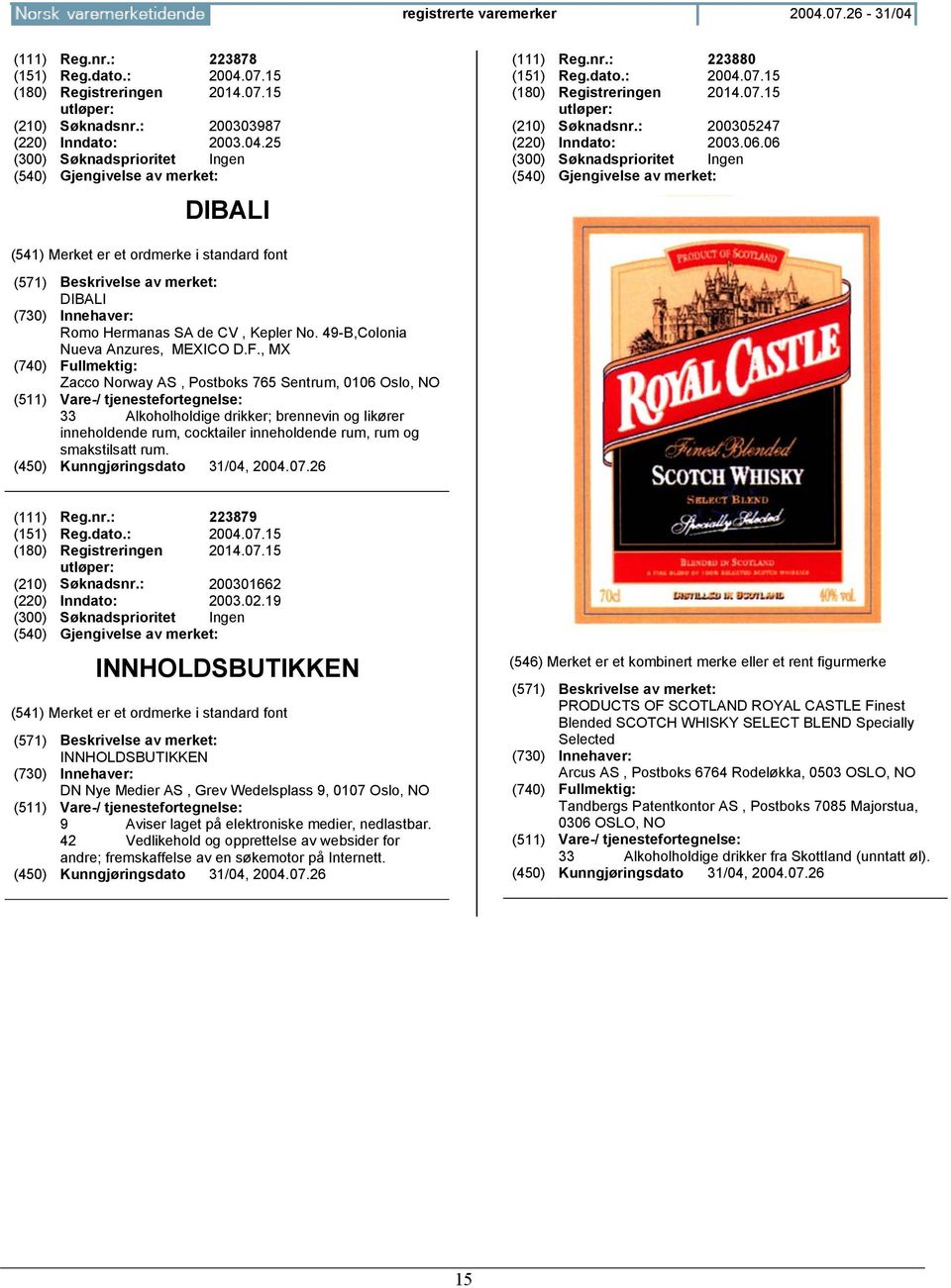 , MX Zacco Norway AS, Postboks 765 Sentrum, 0106 Oslo, NO 33 Alkoholholdige drikker; brennevin og likører inneholdende rum, cocktailer inneholdende rum, rum og smakstilsatt rum. (111) Reg.nr.