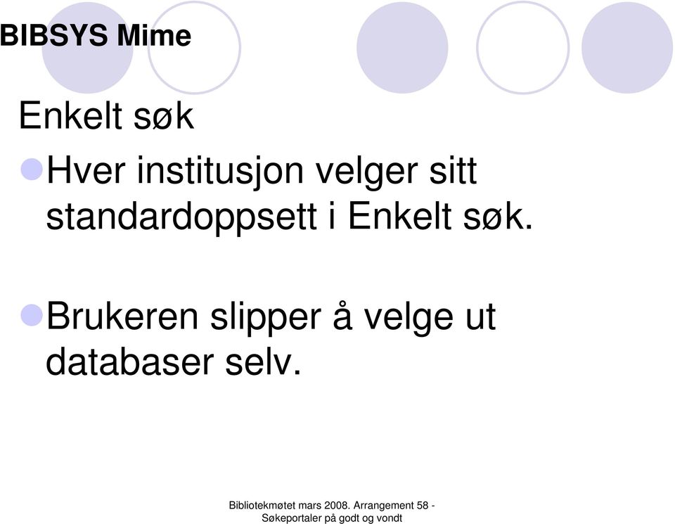 standardoppsett i Enkelt søk.