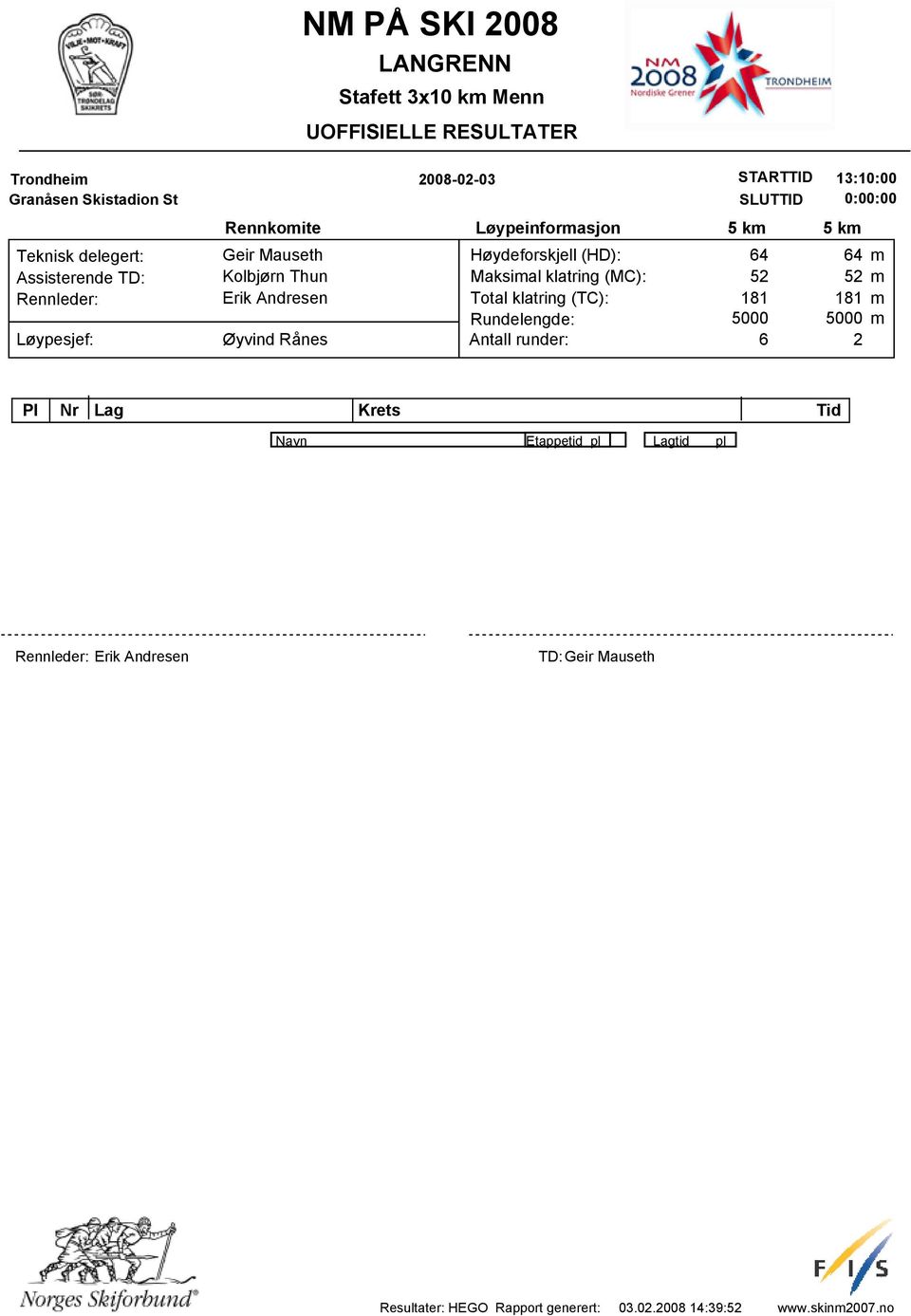 Løypeinforasjon 5 k 5 k Maksial