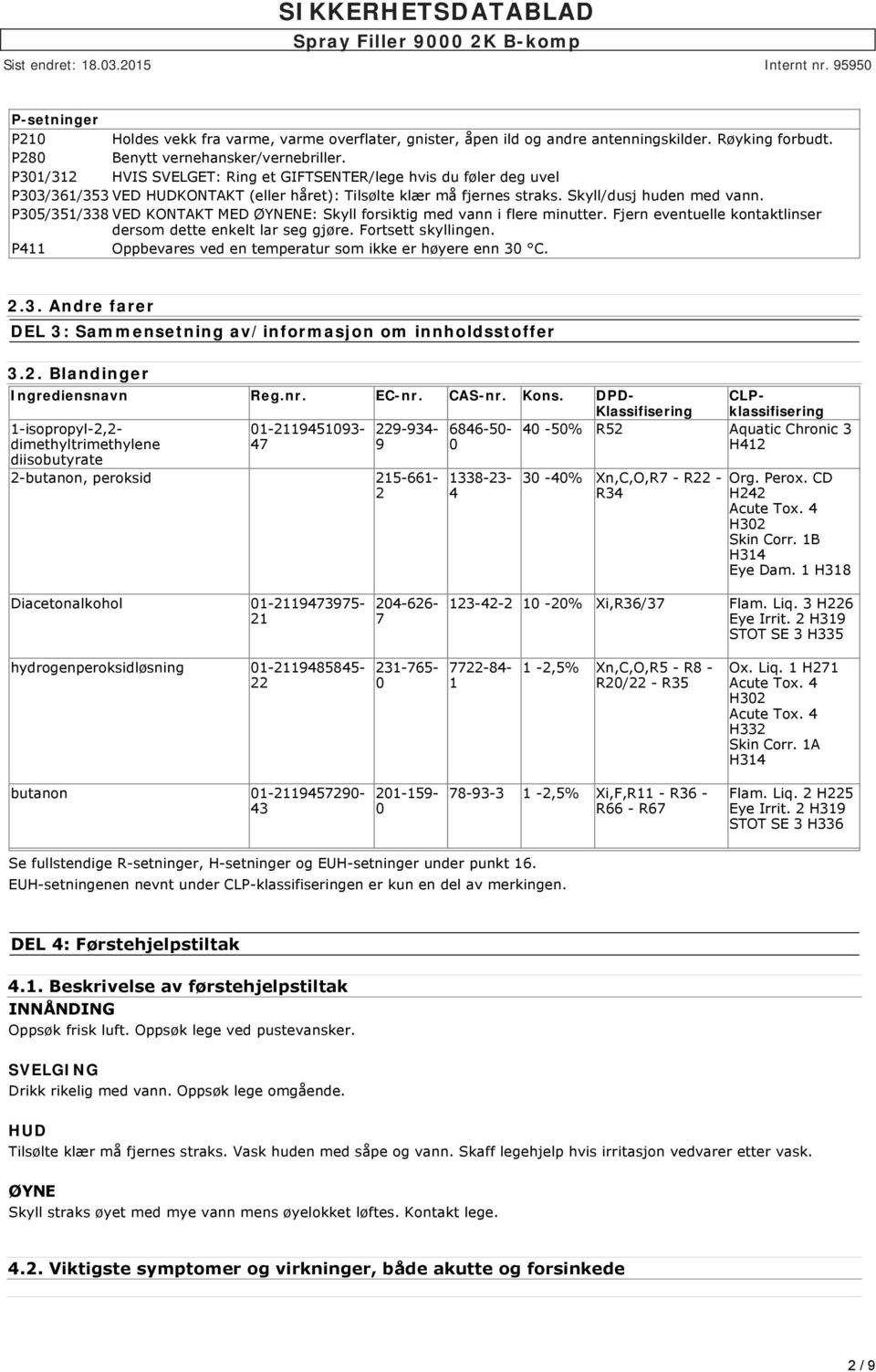 P305/351/338 VED KONTAKT MED ØYNENE: Skyll forsiktig med vann i flere minutter. Fjern eventuelle kontaktlinser dersom dette enkelt lar seg gjøre. Fortsett skyllingen.