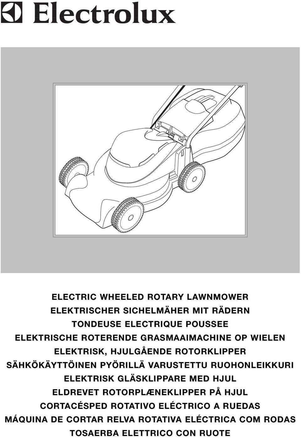 VARUSTETTU V RUOHONLEIKKURI ELEKTRISK GLÄSKLIPPARE MED HJUL ELDREVET ROTORPLÆNEKLIPPER PÅ HJUL CORTACÉSPED