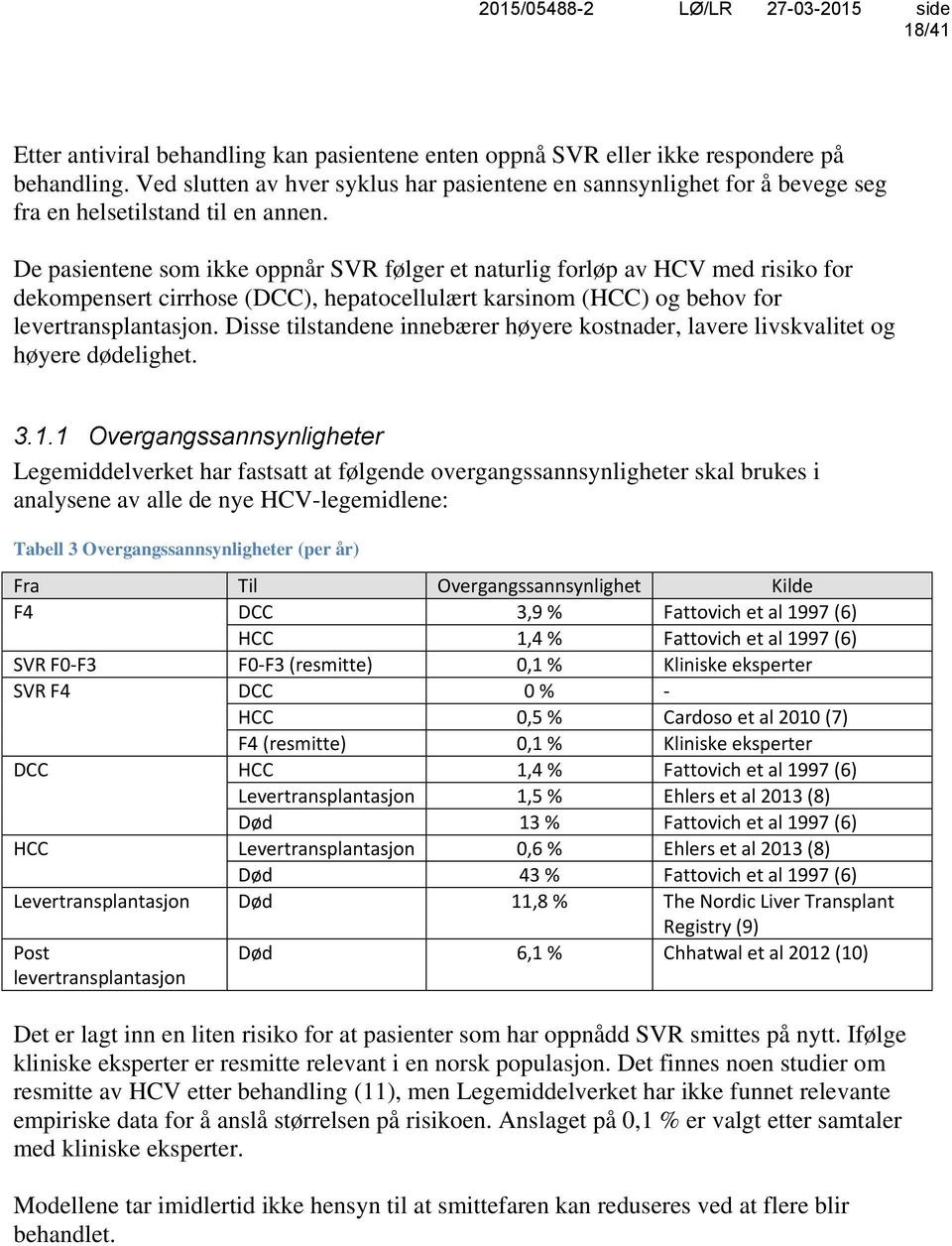 De pasientene som ikke oppnår SVR følger et naturlig forløp av HCV med risiko for dekompensert cirrhose (DCC), hepatocellulært karsinom (HCC) og behov for levertransplantasjon.