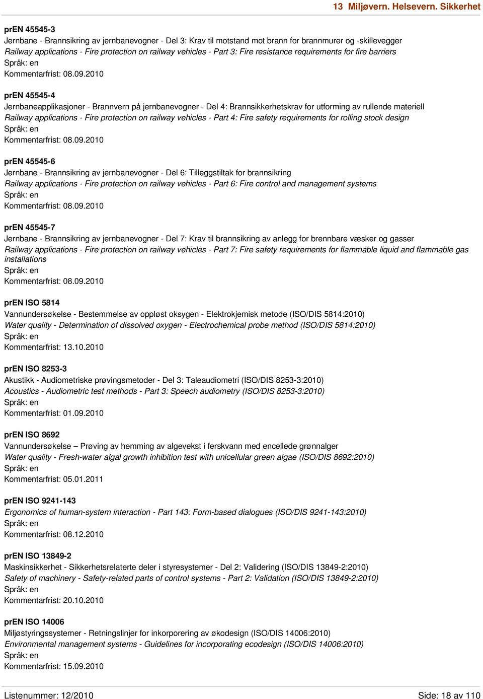 3: Fire resistance requirements for fire barriers Kommentarfrist: 08.09.