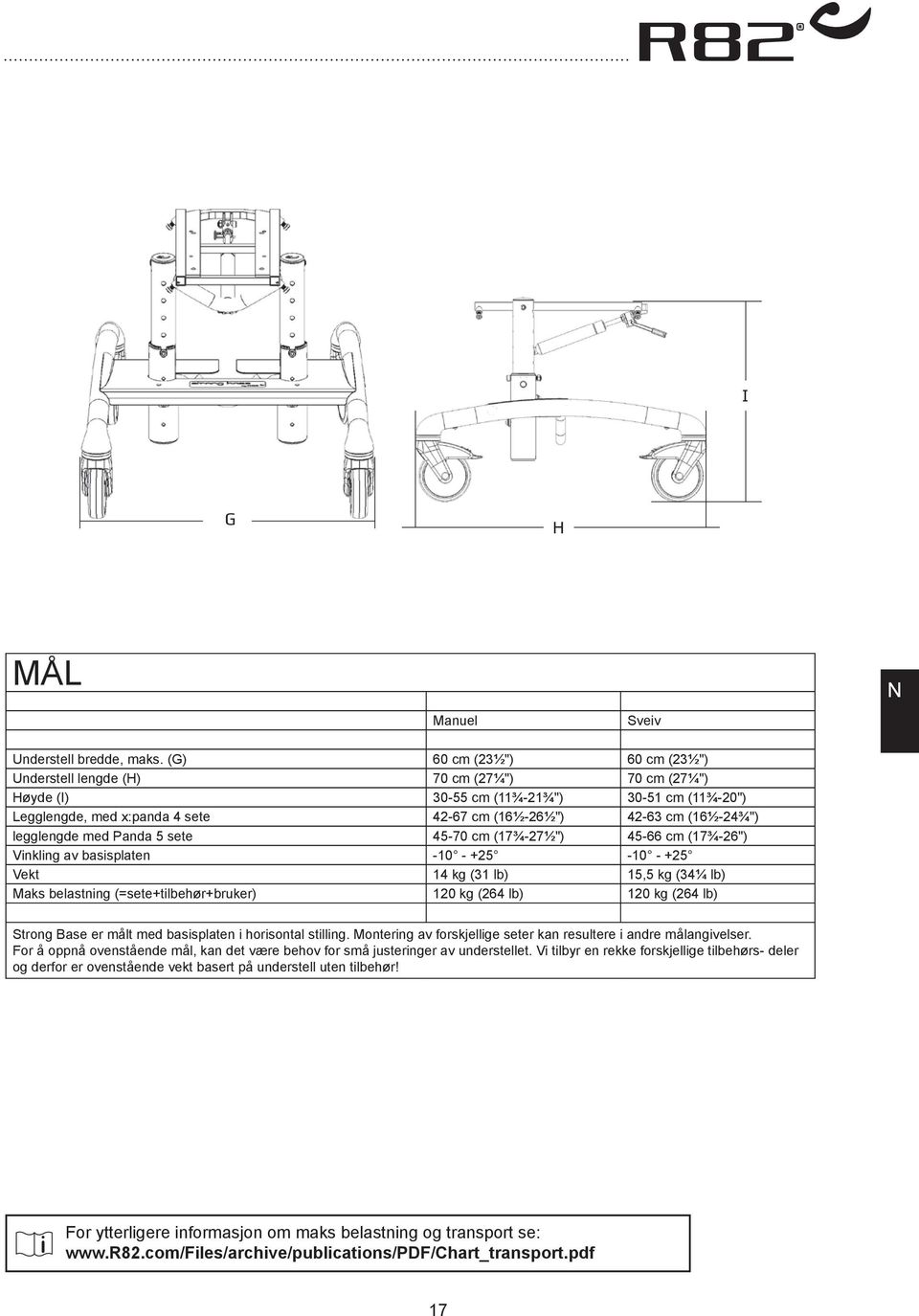 (27¼") 70 cm (27¼") 30-55 cm (11¾-21¾") 30-51 cm (11¾-20") 42-67 cm (16½-26½") 42-63 cm (16½-24¾") 45-70 cm (17¾-27½") 45-66 cm (17¾-26") -10 - +25-10 - +25 14 kg (31 lb) 15,5 kg (34¼ lb) 120 kg (264