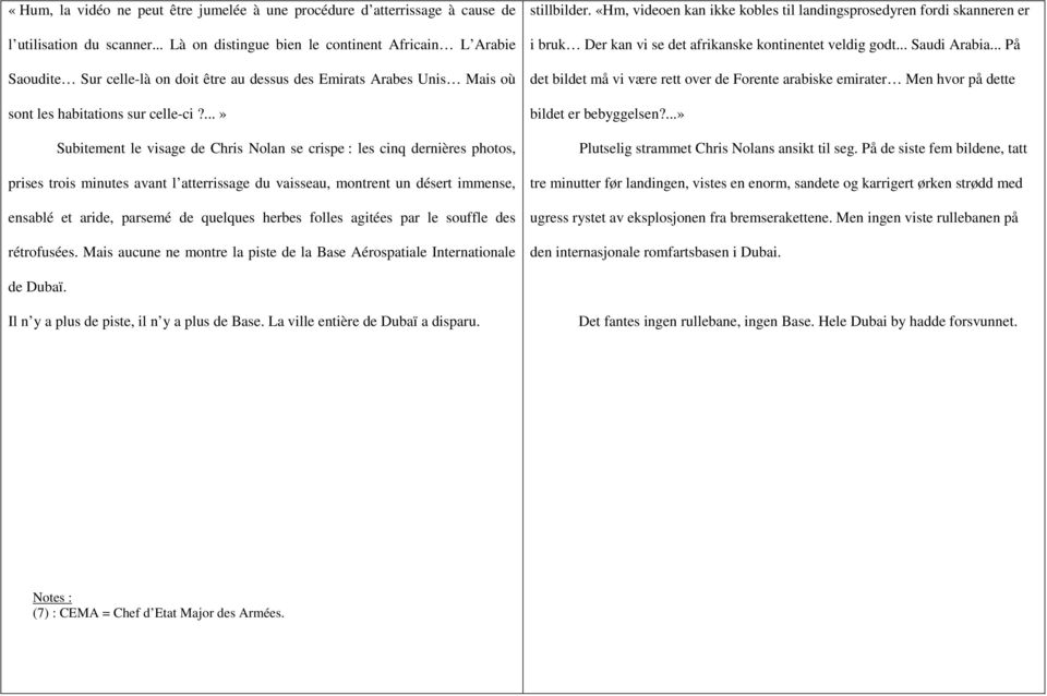 ...» Subitement le visage de Chris Nolan se crispe : les cinq dernières photos, prises trois minutes avant l atterrissage du vaisseau, montrent un désert immense, ensablé et aride, parsemé de