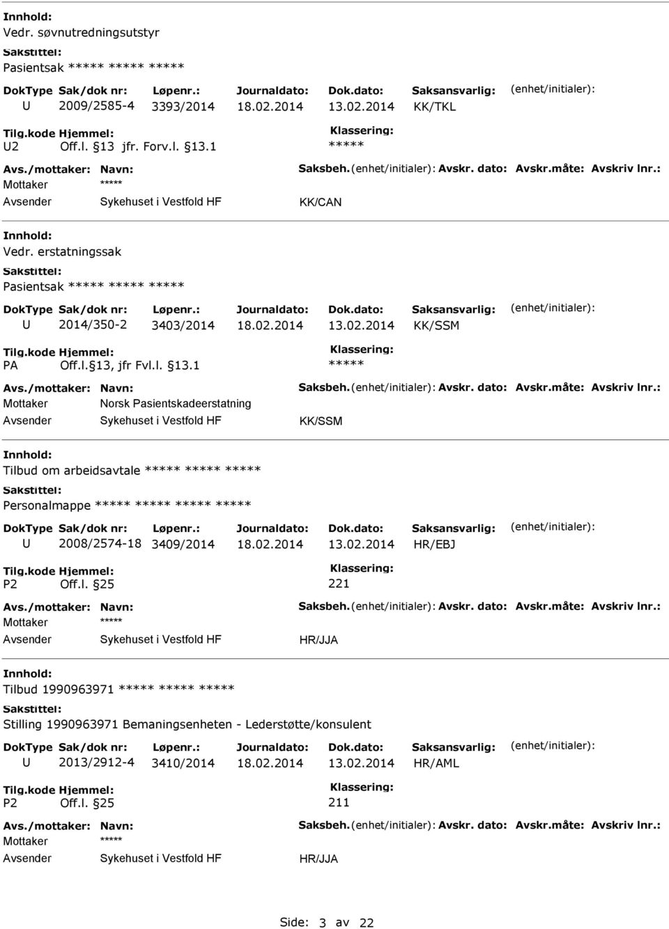 KK/SSM Tilbud om arbeidsavtale 2008/2574-18 3409/2014 HR/EBJ Mottaker Tilbud 1990963971