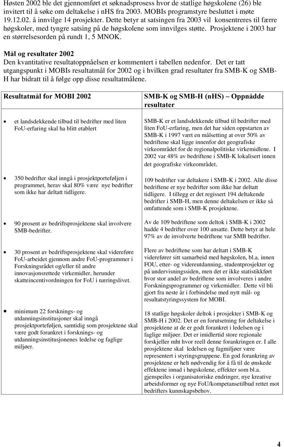 0nORJUHVXOWDWHU Den kvantitative resultatoppnåelsen er kommentert i tabellen nedenfor.