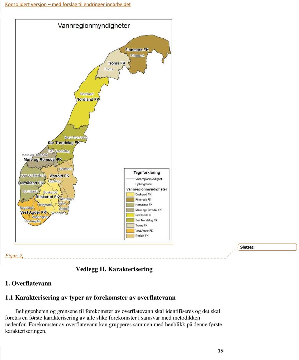 av overflatevann skal identifiseres og det skal foretas en første karakterisering av alle slike