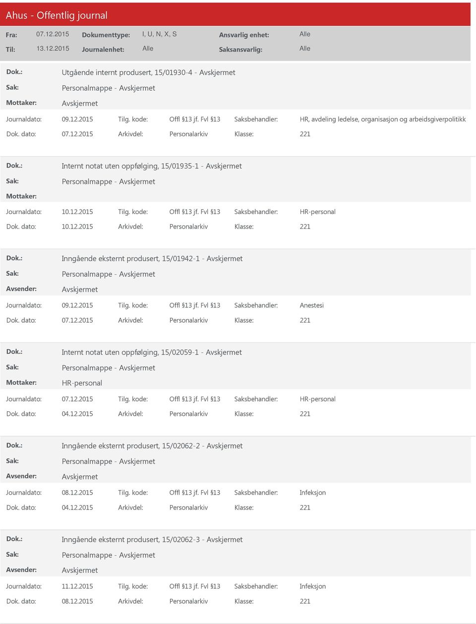 2015 Arkivdel: Personalarkiv Inngående eksternt produsert, 15/01942-1 - Anestesi Dok.