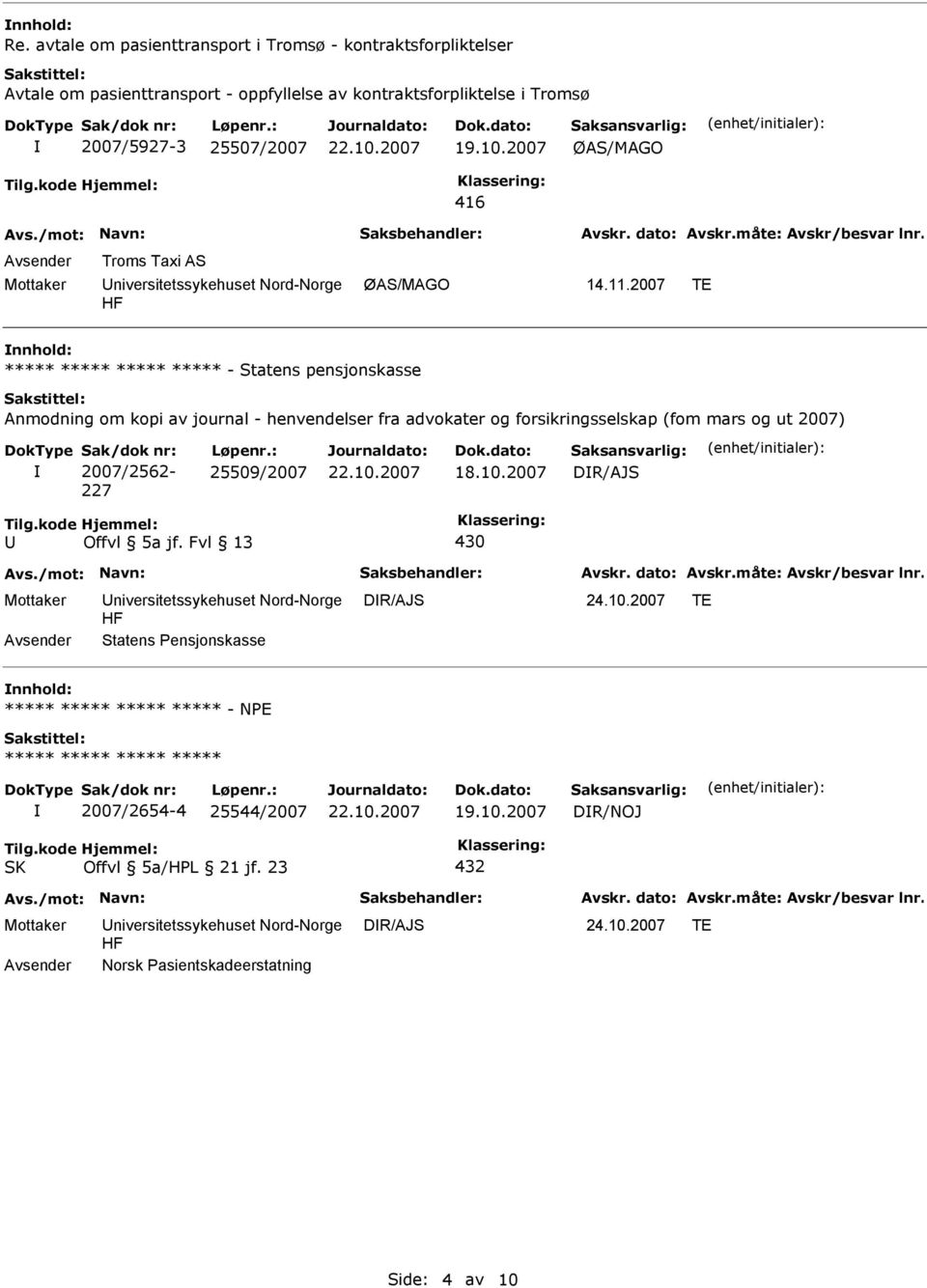 Troms Taxi AS Mottaker niversitetssykehuset Nord-Norge ØAS/MAGO 14.11.