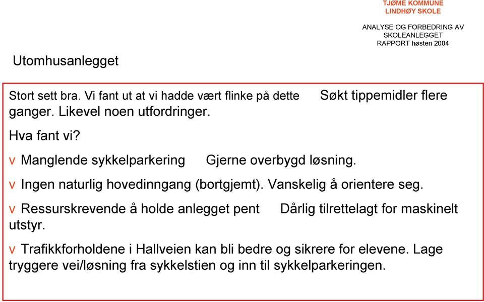 Søkt tippemidler flere vingen naturlig hovedinngang (bortgjemt). Vanskelig å orientere seg.