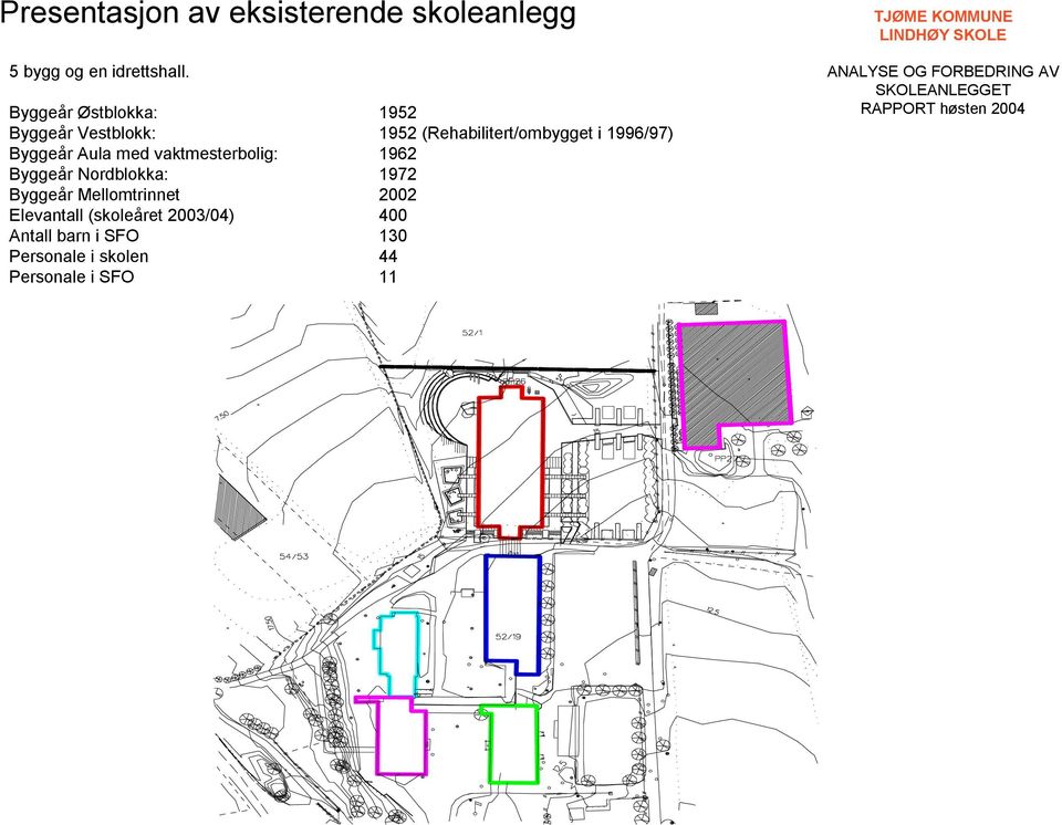 Byggeår Aula med vaktmesterbolig: 196 Byggeår Nordblokka: 197 Byggeår Mellomtrinnet