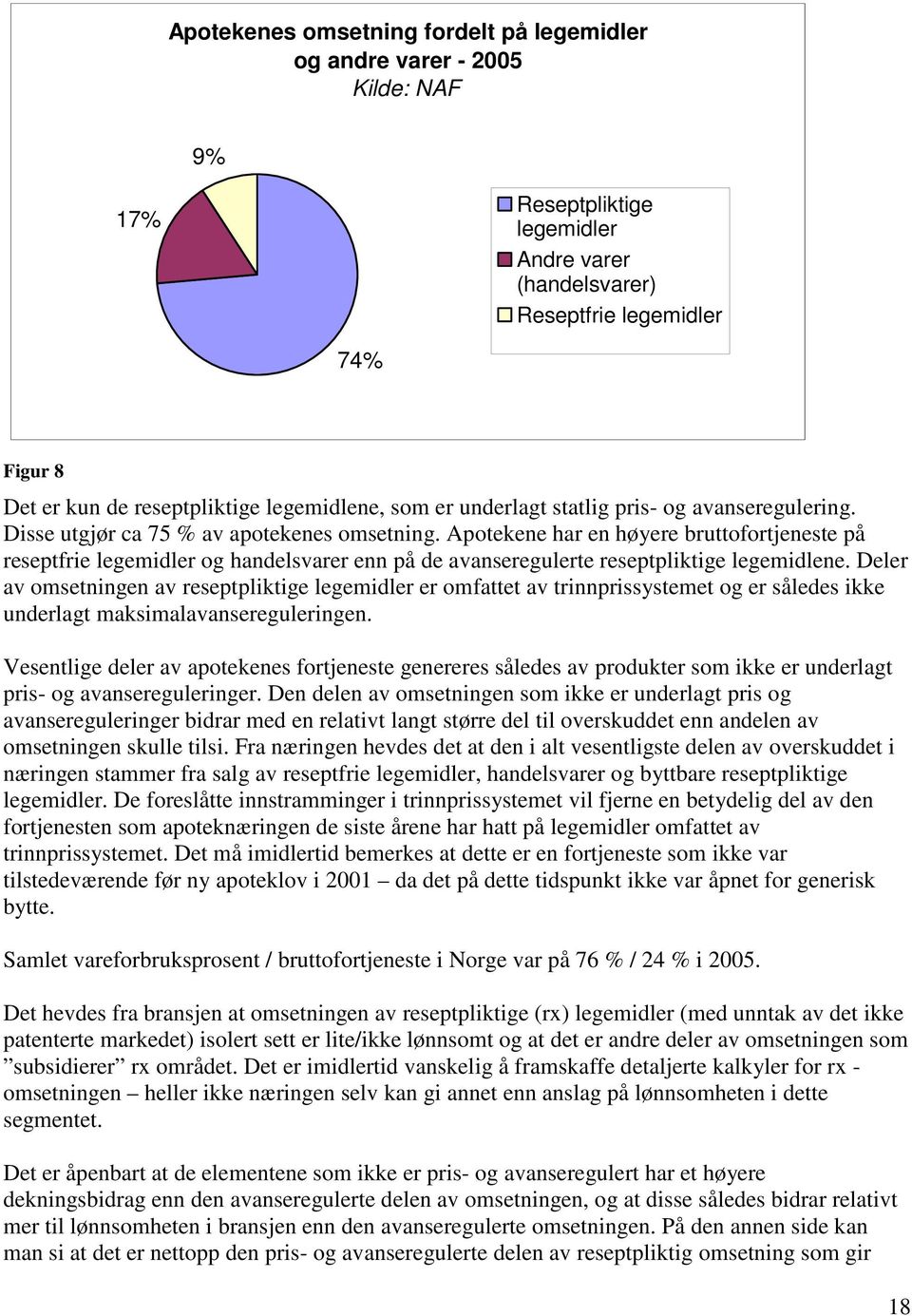 Apotekene har en høyere bruttofortjeneste på reseptfrie legemidler og handelsvarer enn på de avanseregulerte reseptpliktige legemidlene.