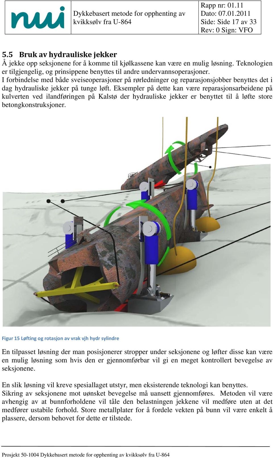 I forbindelse med både sveiseoperasjoner på rørledninger og reparasjonsjobber benyttes det i dag hydrauliske jekker på tunge løft.