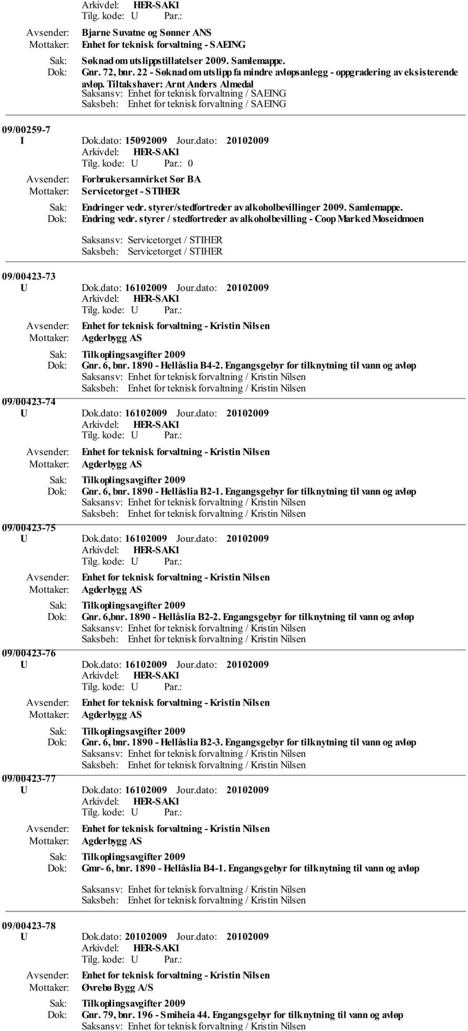 Tiltakshaver: Arnt Anders Almedal Saksansv: Enhet for teknisk forvaltning / SAEING Saksbeh: Enhet for teknisk forvaltning / SAEING 09/00259-7 I Dok.dato: 15092009 Jour.