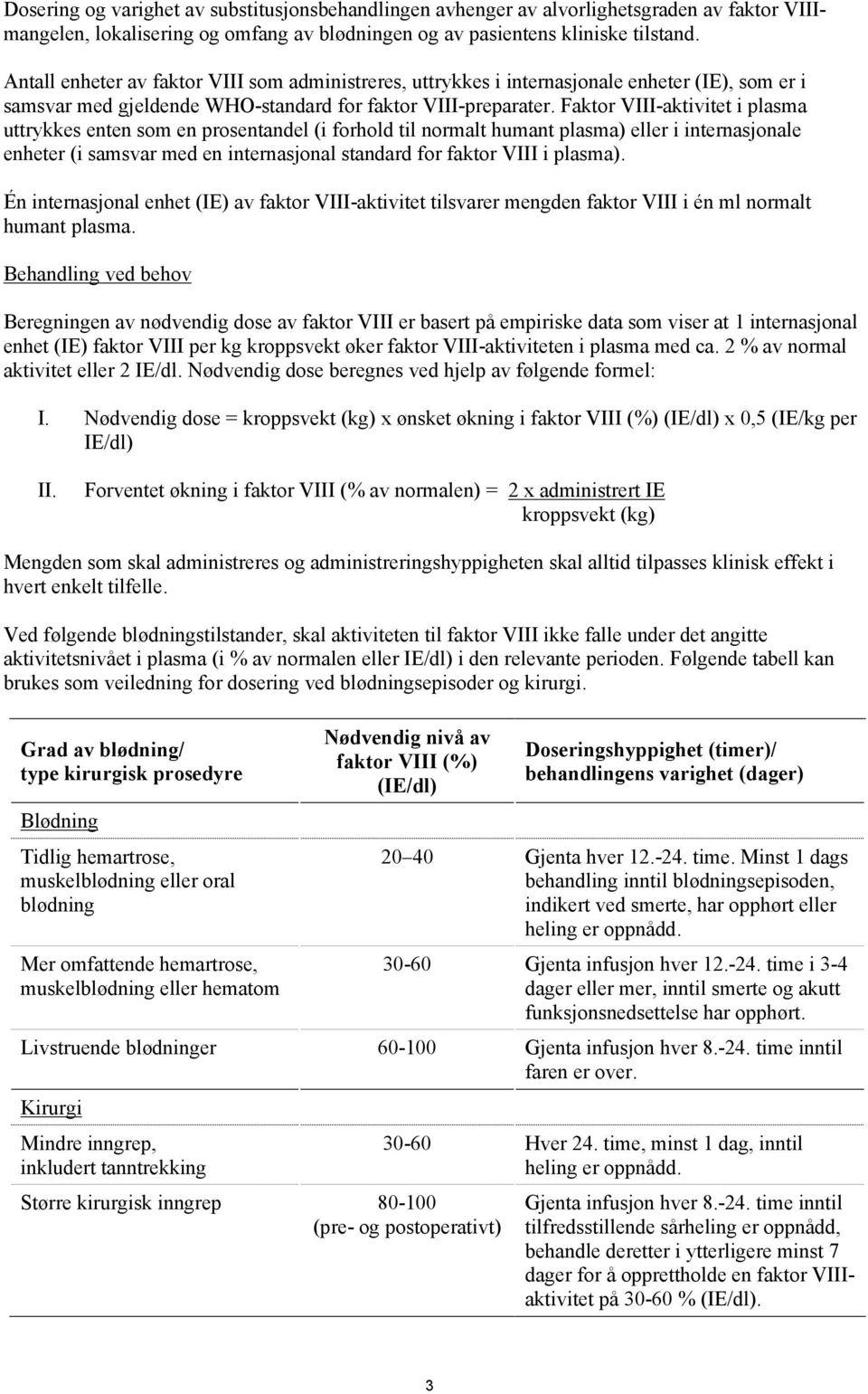 Faktor VIII-aktivitet i plasma uttrykkes enten som en prosentandel (i forhold til normalt humant plasma) eller i internasjonale enheter (i samsvar med en internasjonal standard for faktor VIII i