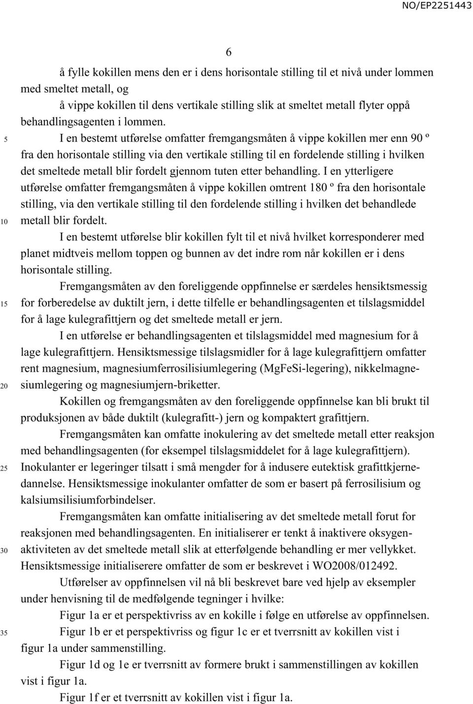 I en bestemt utførelse omfatter fremgangsmåten å vippe kokillen mer enn 90 º fra den horisontale stilling via den vertikale stilling til en fordelende stilling i hvilken det smeltede metall blir