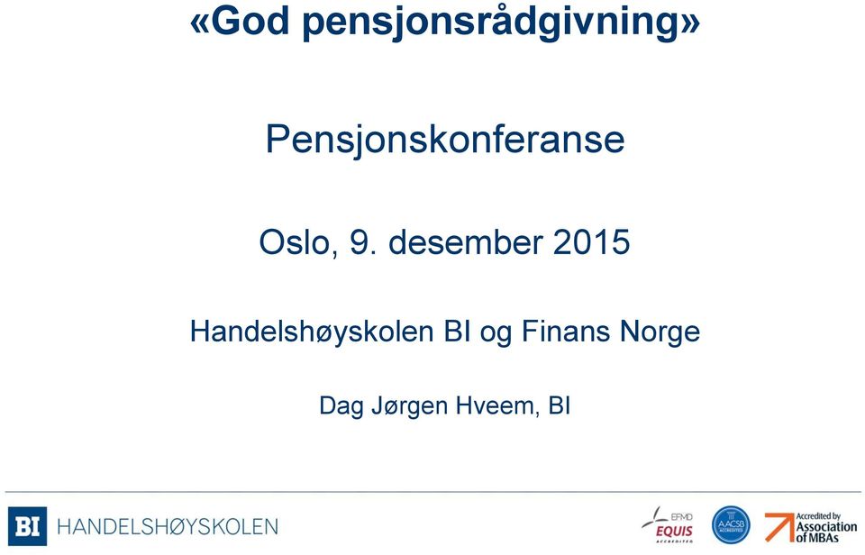 desember 2015 Handelshøyskolen