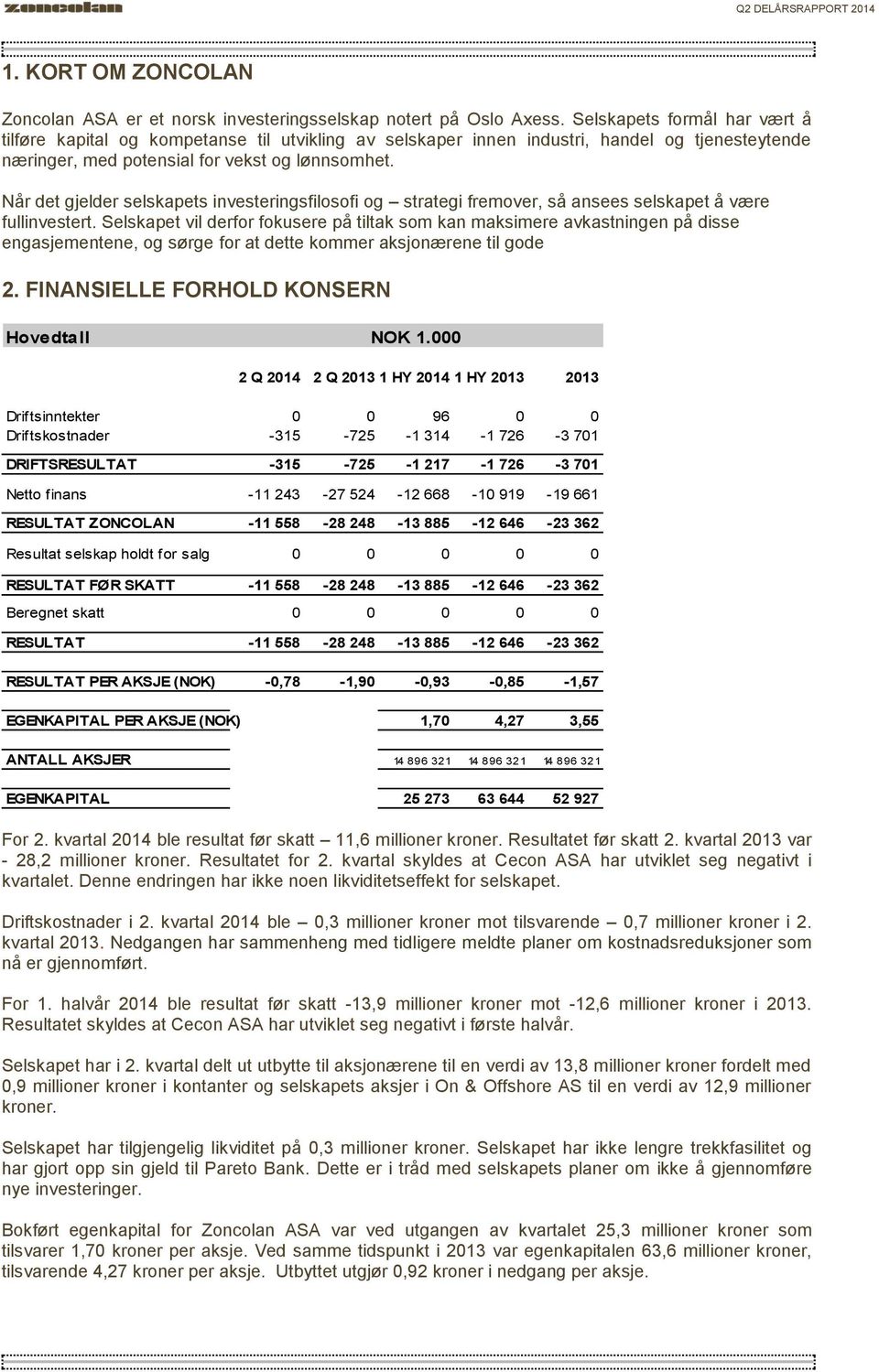 Når det gjelder selskapets investeringsfilosofi og strategi fremover, så ansees selskapet å være fullinvestert.