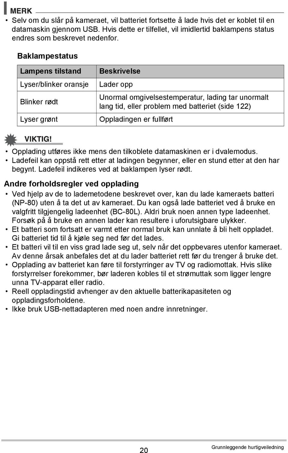 Oppladingen er fullført Opplading utføres ikke mens den tilkoblete datamaskinen er i dvalemodus. Ladefeil kan oppstå rett etter at ladingen begynner, eller en stund etter at den har begynt.