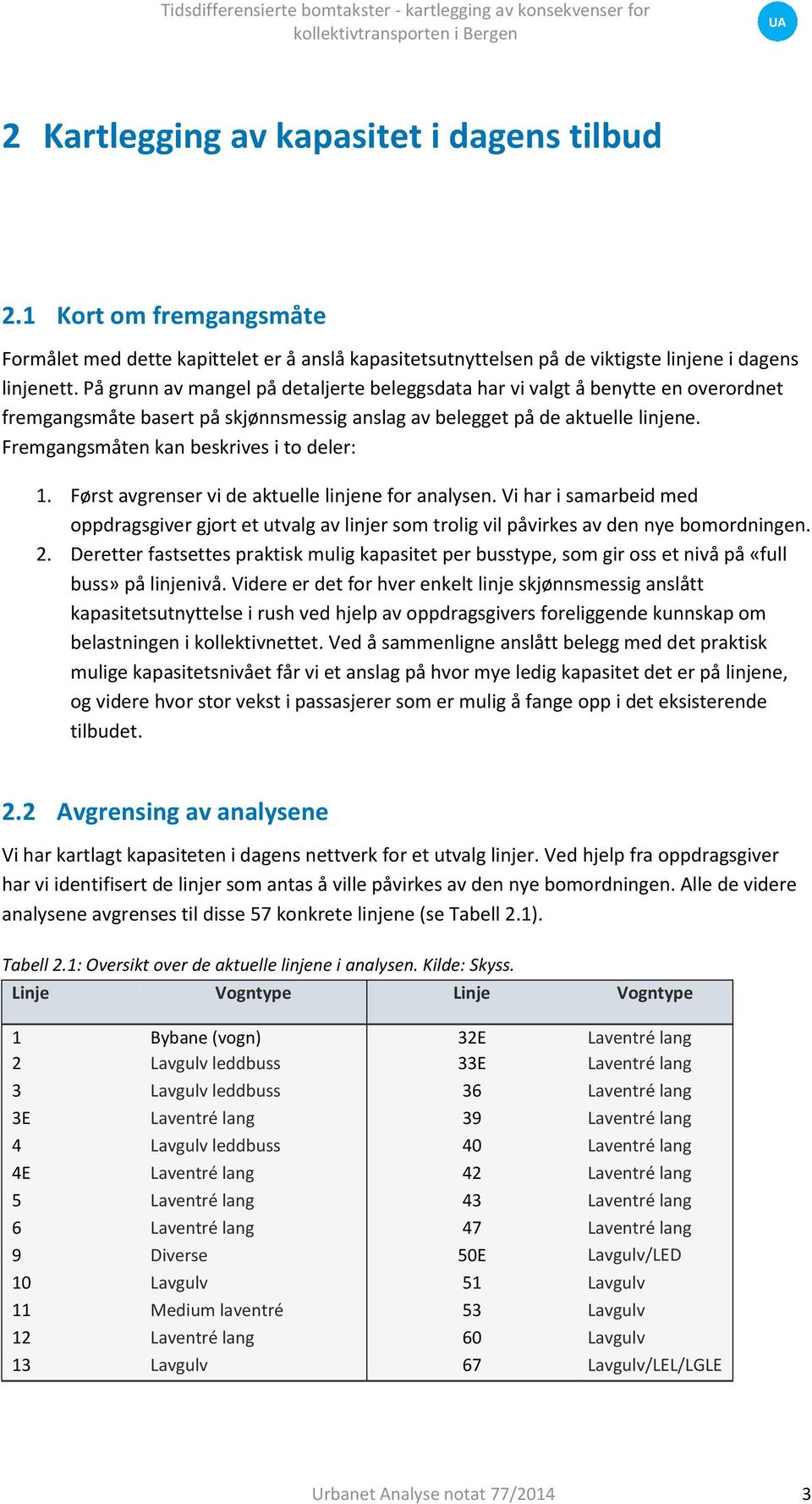 Fremgangsmåten kan beskrives i to deler: 1. Først avgrenser vi de aktuelle linjene for analysen.