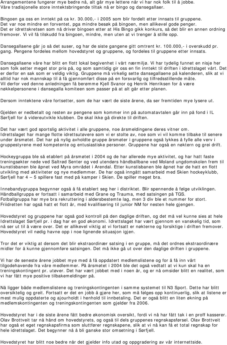 Det er idrettskretsen som nå driver bingoen etter at His Bingo gikk konkurs, så det blir en annen ordning fremover. Vi vil få tilskudd fra bingoen, mindre, men uten at vi trenger å stille opp.