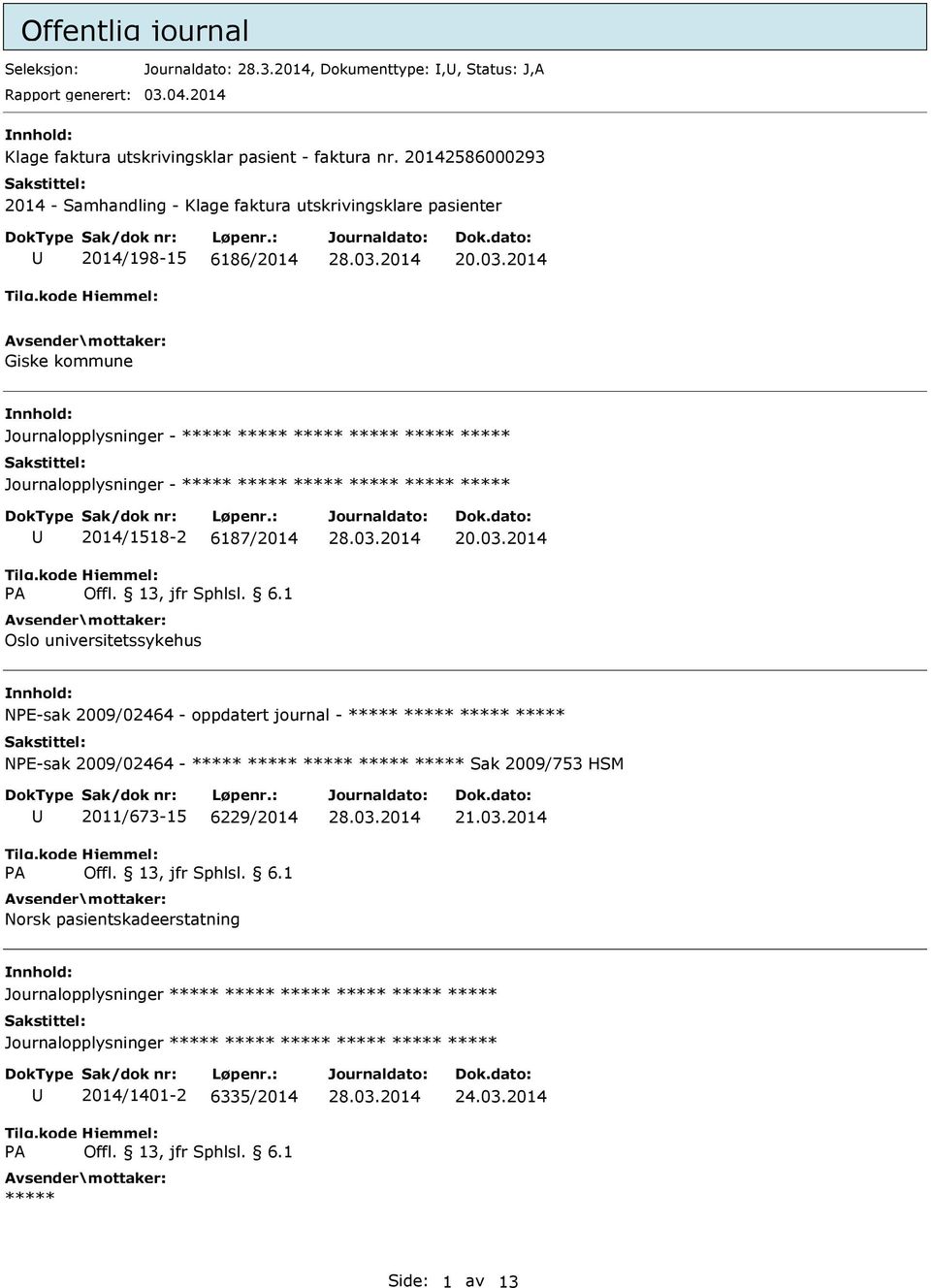 20142586000293 2014 - Samhandling - Klage faktura utskrivingsklare pasienter 2014/198-15 6186/2014 20.03.