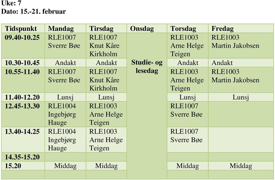 45 Studie- og 10.