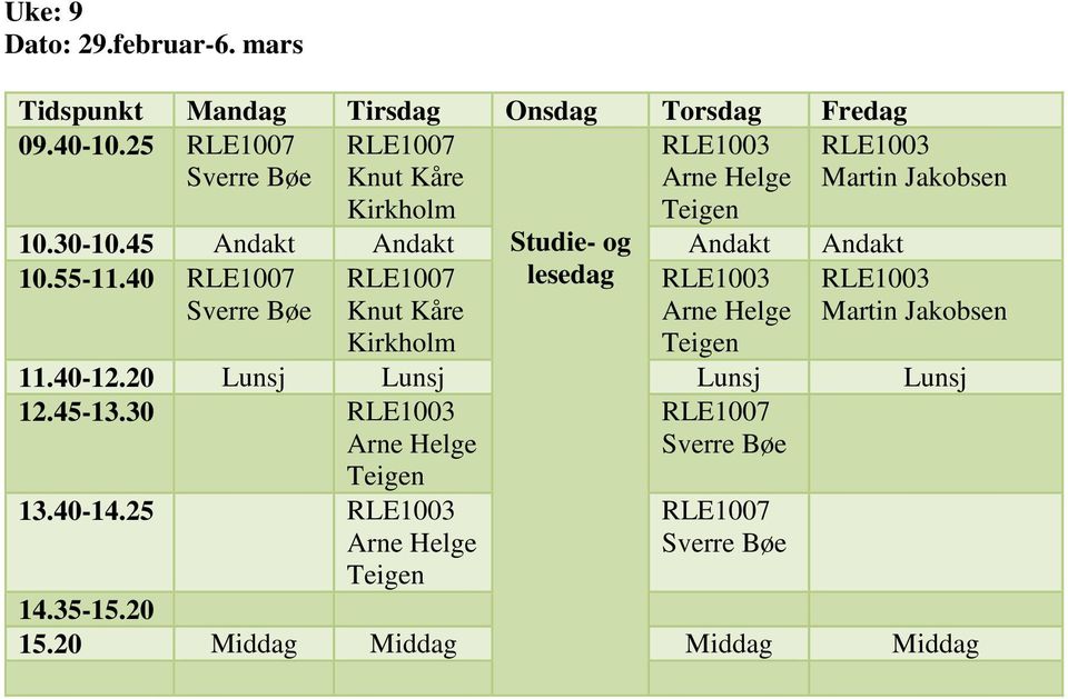 30-10.45 Studie- og 10.