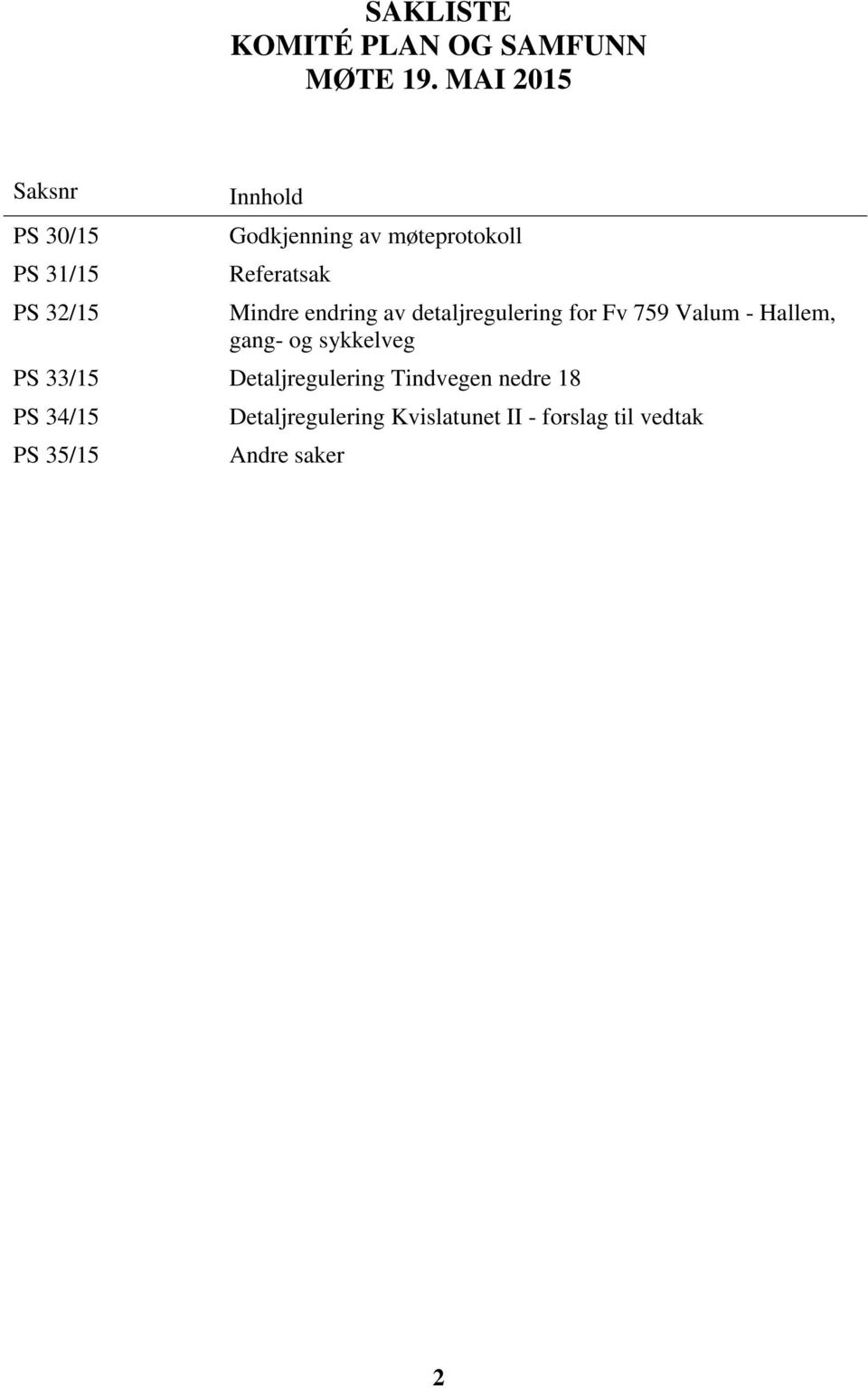 Referatsak Mindre endring av detaljregulering for Fv 759 Valum - Hallem, gang- og