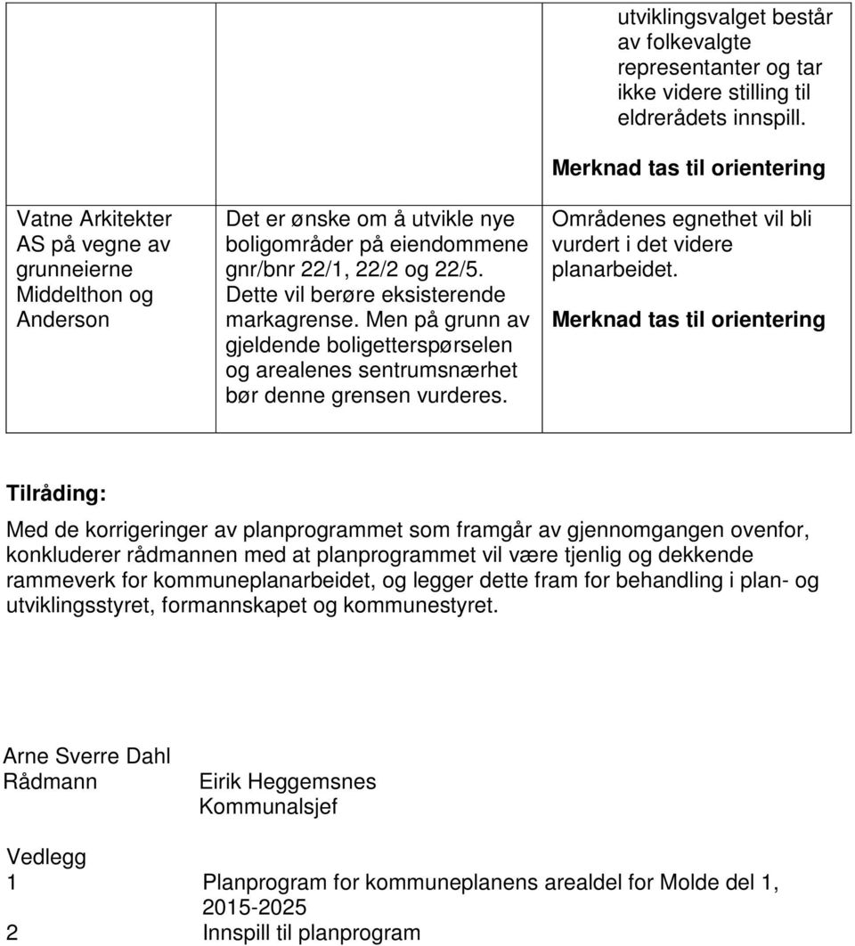 utviklingsvalget består av folkevalgte representanter og tar ikke videre stilling til eldrerådets innspill.